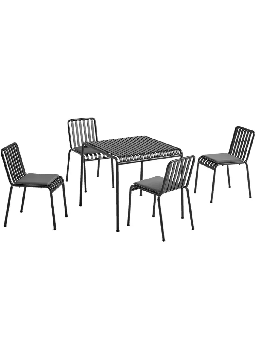 Palissade sæt, 4 armstole og bord i anthracite fra HAY