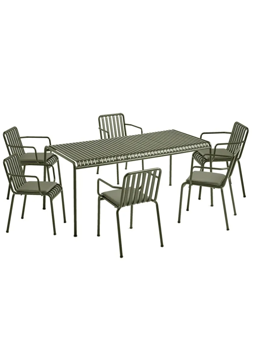 Palissade sæt, 6 stole og bord i iron red fra HAY