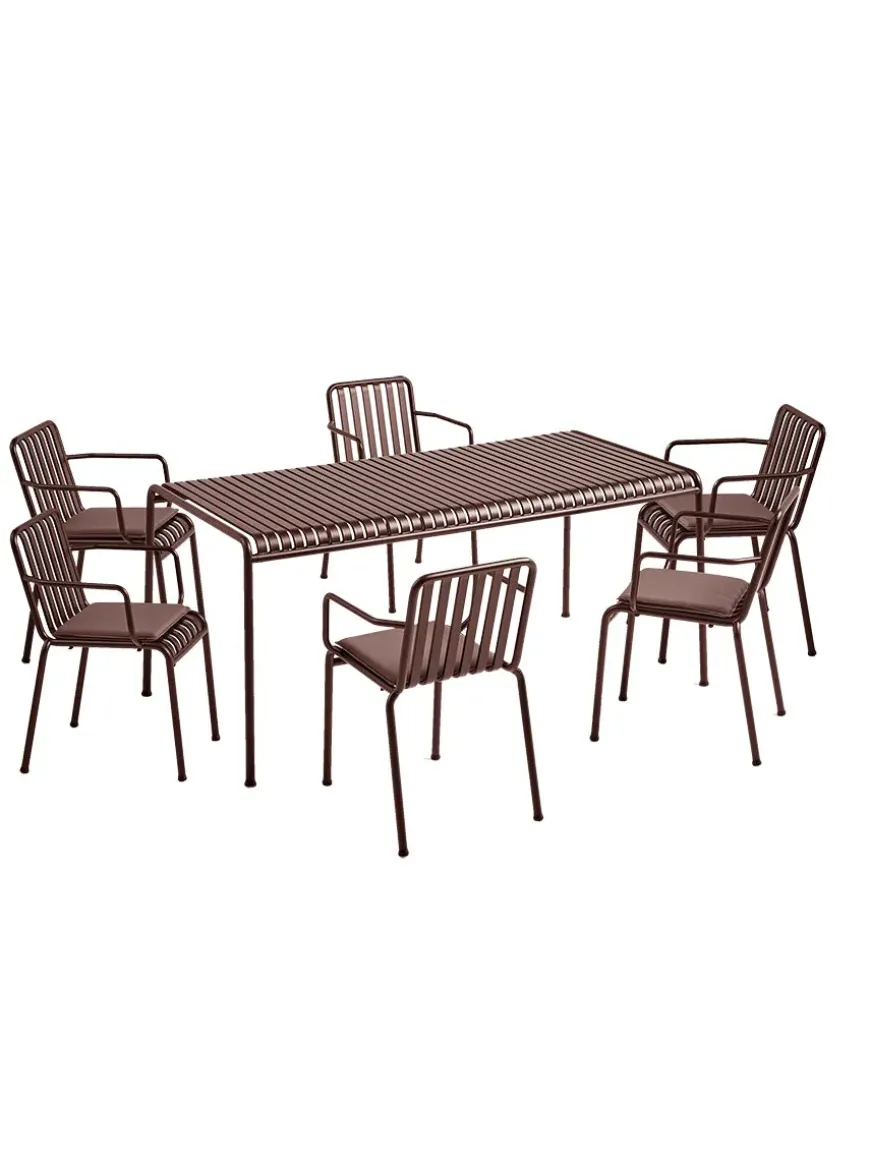 Palissade sæt, 6 stole og bord i iron red fra HAY