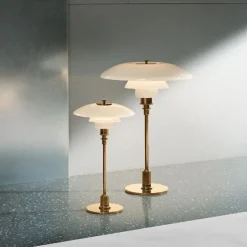 PH 3½-2½ Glas Bordlampe, messing metalliseret fra Louis Poulsen