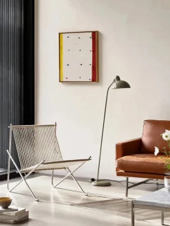 PK4 Loungestol i natur, stålstel af Poul Kjærholm