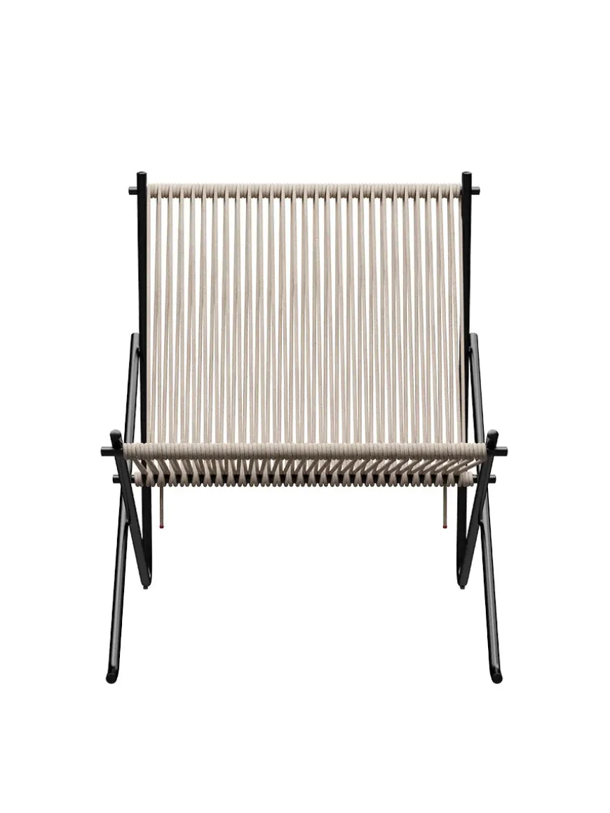 PK4 Loungestol i sort, stålstel af Poul Kjærholm