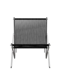 PK4 Loungestol i sort, stålstel af Poul Kjærholm