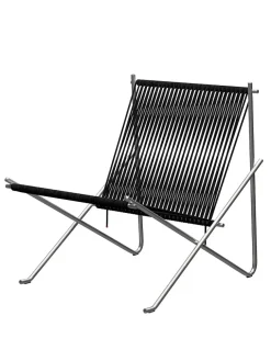 PK4 Loungestol i sort, stålstel af Poul Kjærholm