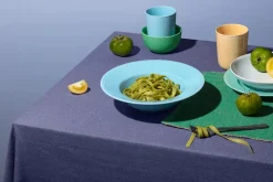 Rhombe dyb tallerken, turkis Ø24,5 cm fra Lyngby Porcelæn