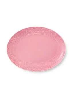 Rhombe oval fad, rosa fra Lyngby Porcelæn