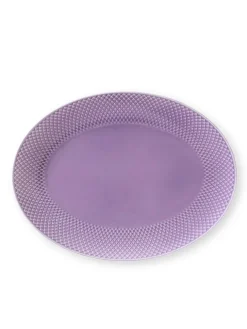 Rhombe ovalt fad, lys lilla fra Lyngby Porcelæn