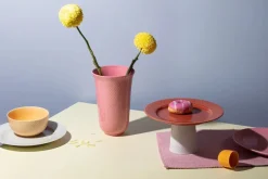 Rhombe vase, rosa fra Lyngby Porcelæn