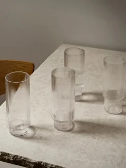 Ripple Long Drink Glasses Clear, sæt á 4 fra Ferm Living