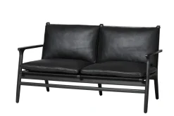 Rén Lounge sofa 2. pers sortmalet eg, sort læder fra Stellar Works