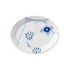 Royal Copenhagen Blå Mega Riflet, oval tallerken 34 cm