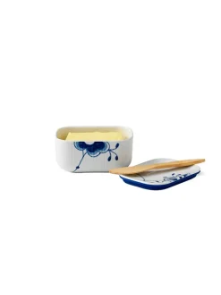 Royal Copenhagen Blå Mega Riflet, smørskål med låg