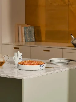 Royal Copenhagen Blå Mega Riflet, rundt ovnfast fad 27 cm