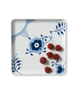 Royal Copenhagen Blå Mega Riflet, firkantet tallerken 20 cm