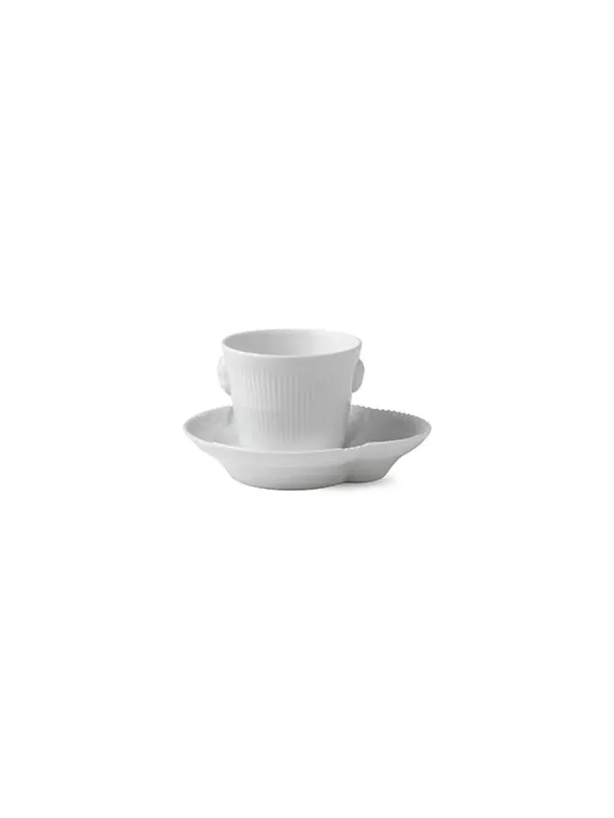 Royal Copenhagen Hvid Elements, espresso kop med underkop 9 cl