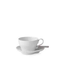 Royal Copenhagen Hvid Elements, kop med underkop 26 cl