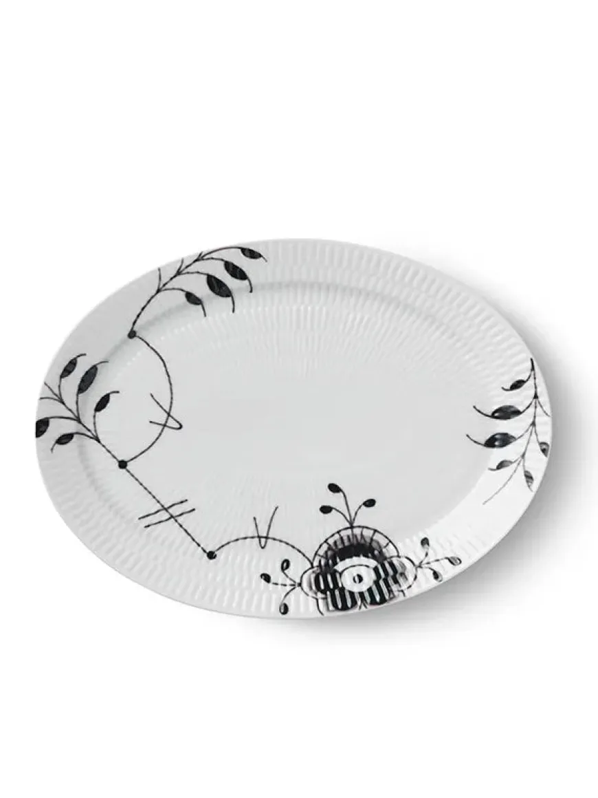 Royal Copenhagen Hvid Halvblonde, oval tallerken 28 cm