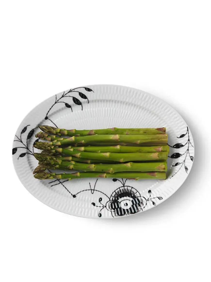 Royal Copenhagen Hvid Halvblonde, oval tallerken 28 cm