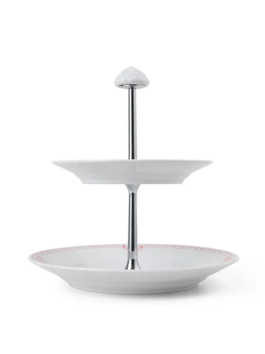 Royal Copenhagen Hvid Riflet, étagére 3 lag