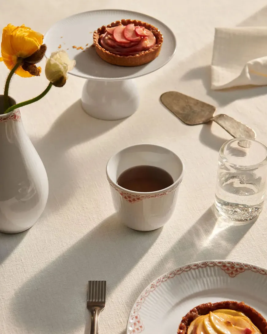 Royal Copenhagen Hvid Riflet Fad på Fod, 20 cm