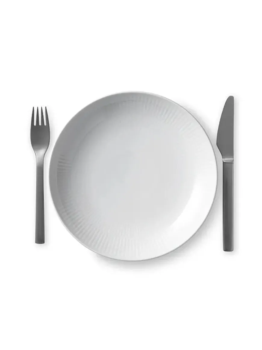 Royal Copenhagen Hvid Riflet, moderne tallerken 25 cm