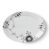 Royal Copenhagen Sort Mega Riflet, oval tallerken 28 cm