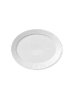 Royal Copenhagen Sort Mega Riflet, oval tallerken 34 cm