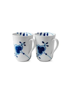 Royal Copenhagen Sort Mega Riflet, 2-pak krus 33 cl