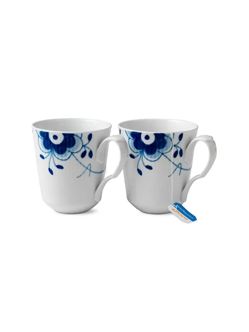 Royal Copenhagen Sort Mega Riflet, 2-pak krus 37 cl