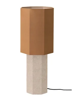 The Eight Over Eight Lamp Large, beige travertine fra Louise Roe