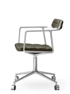 VIPP452 Swivel Chair m/sort stel & hjul, sort læder fra Vipp
