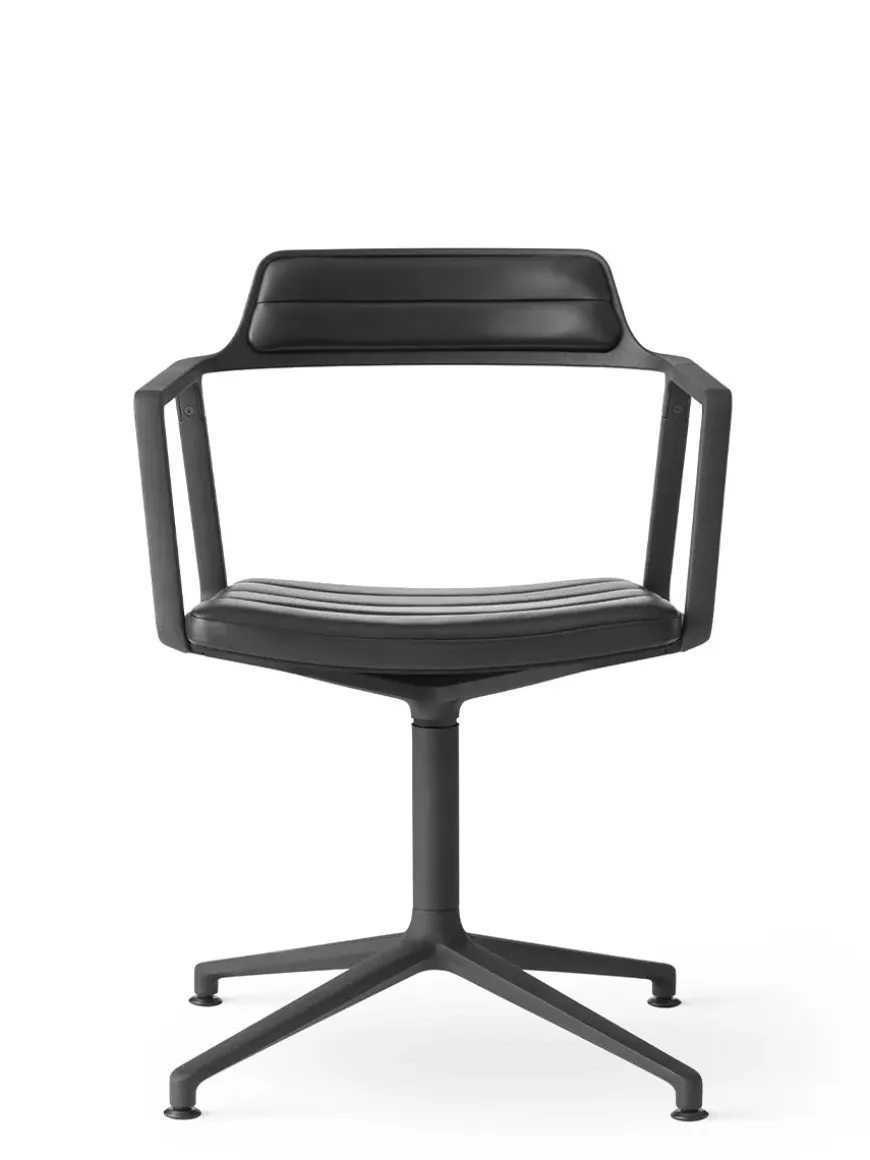VIPP452 Swivel Chair m/sort stel, sort læder fra Vipp