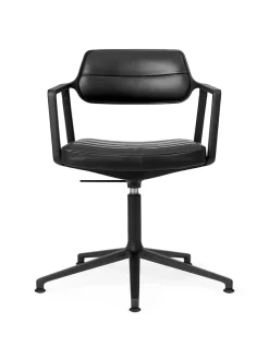 VIPP453 Swivel+ Chair m/sort stel, sort læder fra Vipp