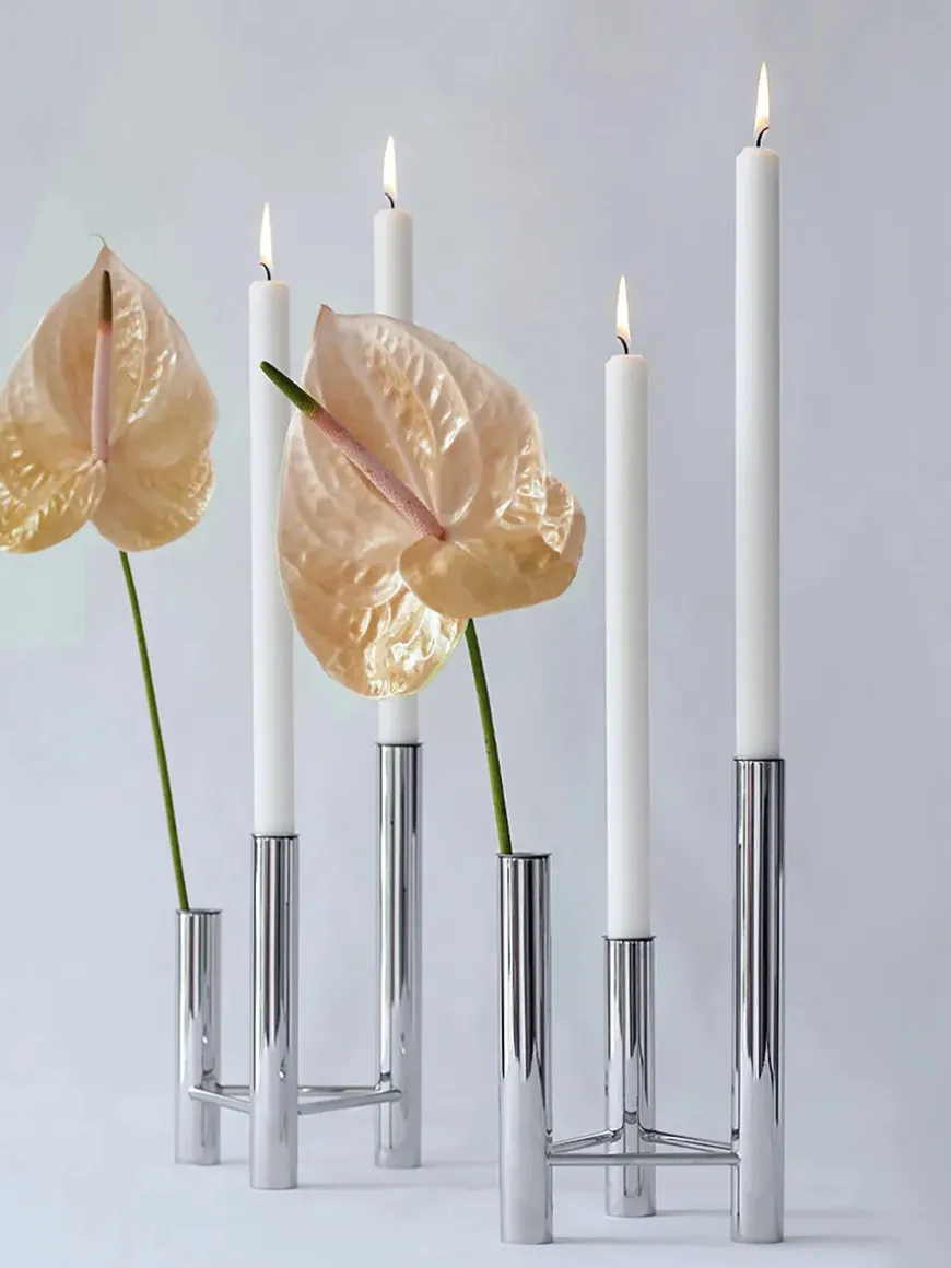 VISTA vase og lysestage, poleret stål fra Kay Bojesen