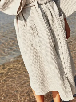 Waffle Badekåbe, dusty blue multi fra Hay