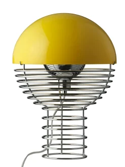 Wire Bordlampe Ø30, gul af Verner Panton