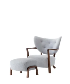 Wulff lænestol inkl. skammel, - Sheepskin Moonlight fra &Tradition