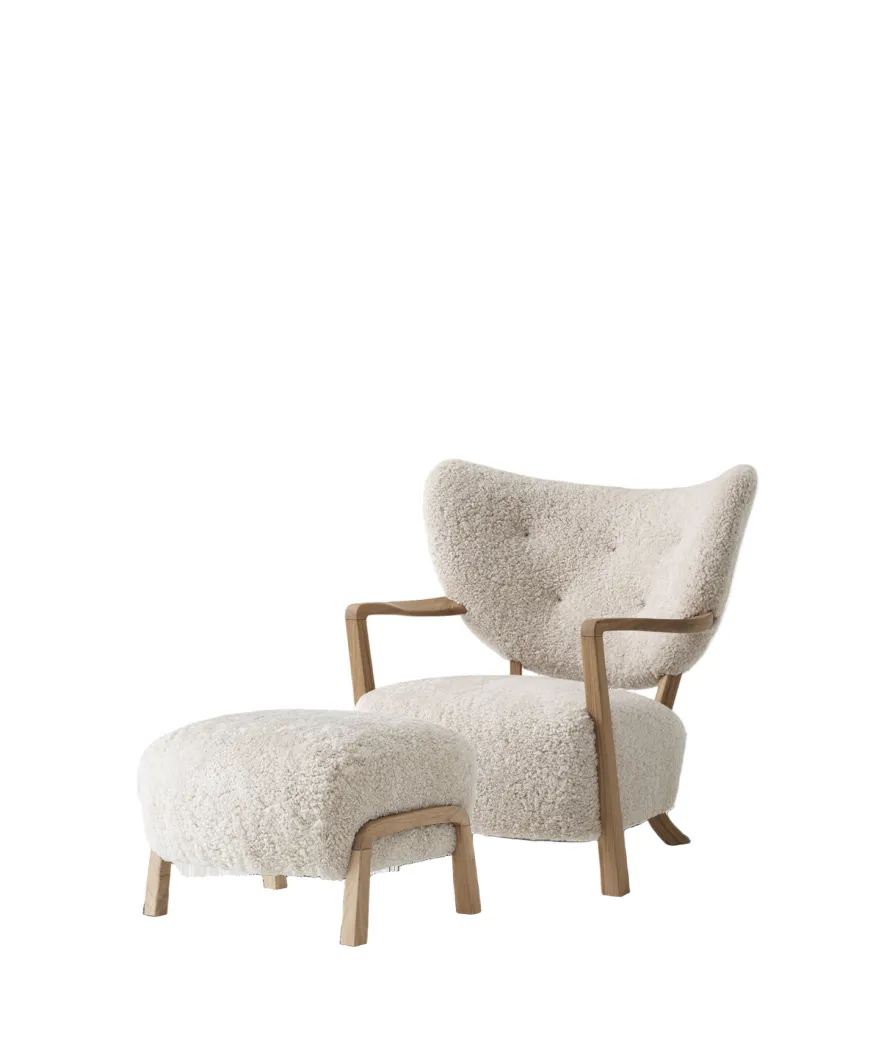 Wulff lænestol inkl. skammel - Sheepskin Honey fra &Tradition