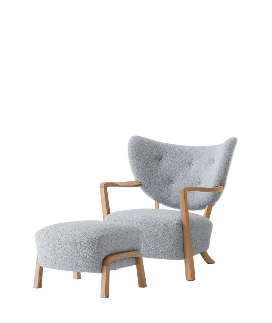 Wulff lænestol inkl. skammel - Sheepskin Honey fra &Tradition