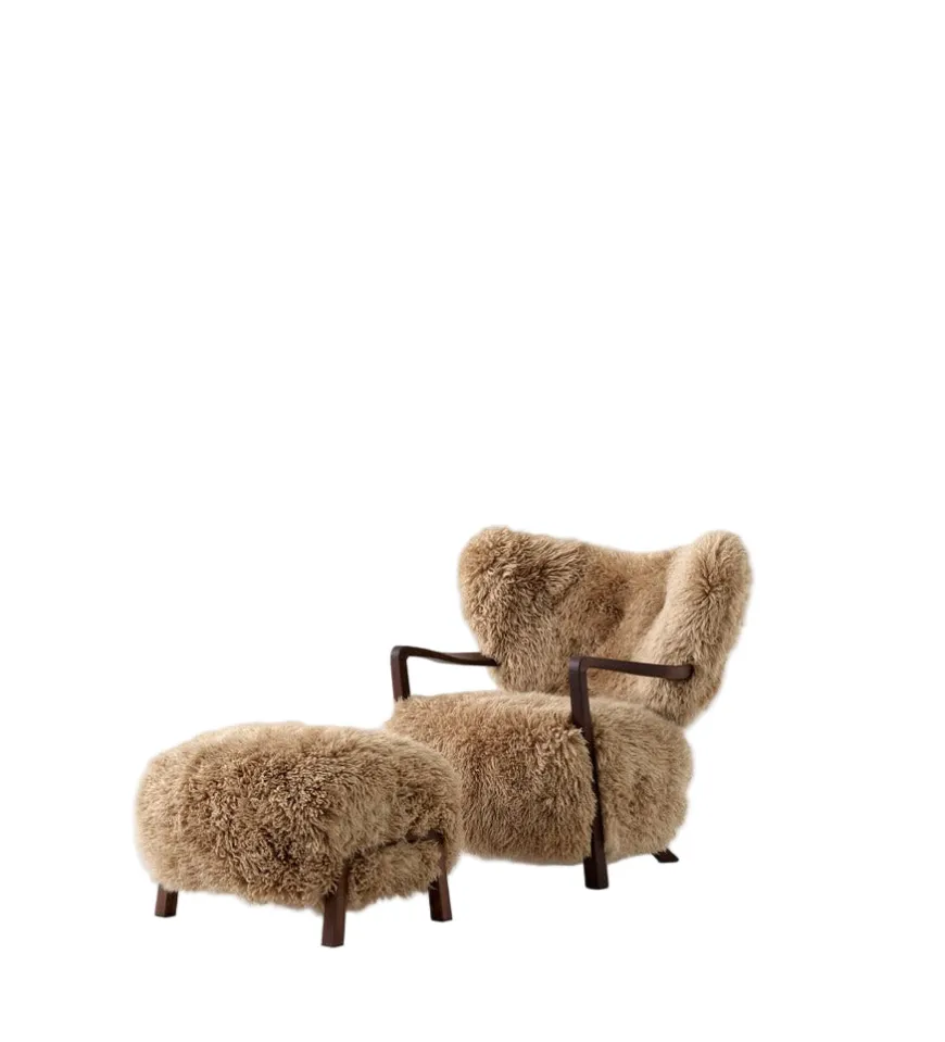 Wulff lænestol inkl. skammel - Sheepskin Honey fra &Tradition