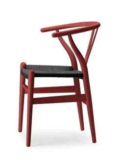 Y-stol CH24 Soft Orange Red med sort flet af Hans J. Wegner