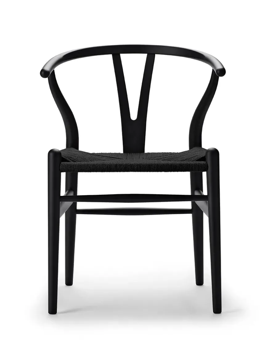 Y-stol CH24 Soft Seaweed med sort flet af Hans J. Wegner