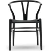 Y-stol CH24, sort eg med sort flet af Hans J. Wegner